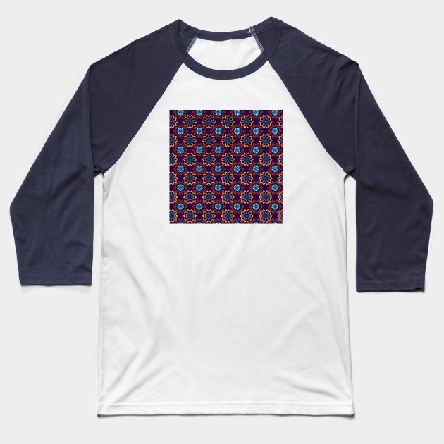 Geometric Floral Pattern Baseball T-Shirt by FloralPatterns